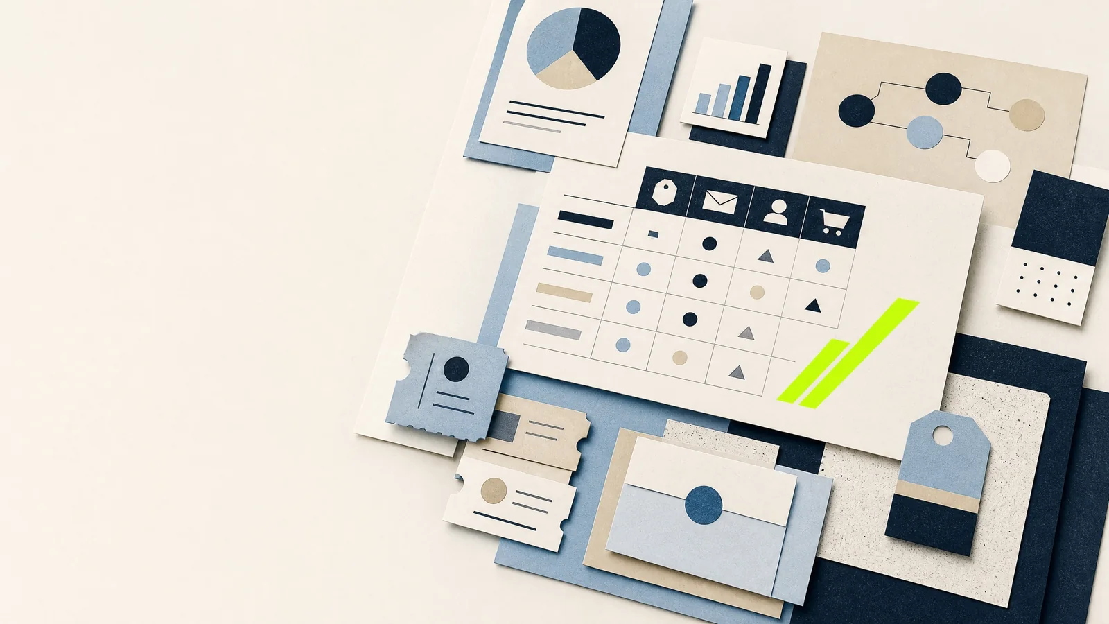 Editorial marketing decision desk with CRM, ecommerce and email workflow signals